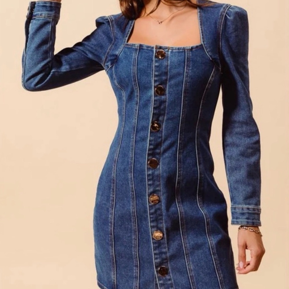 House of Harlow 1960 Denim Long Sleeve Dress sz6